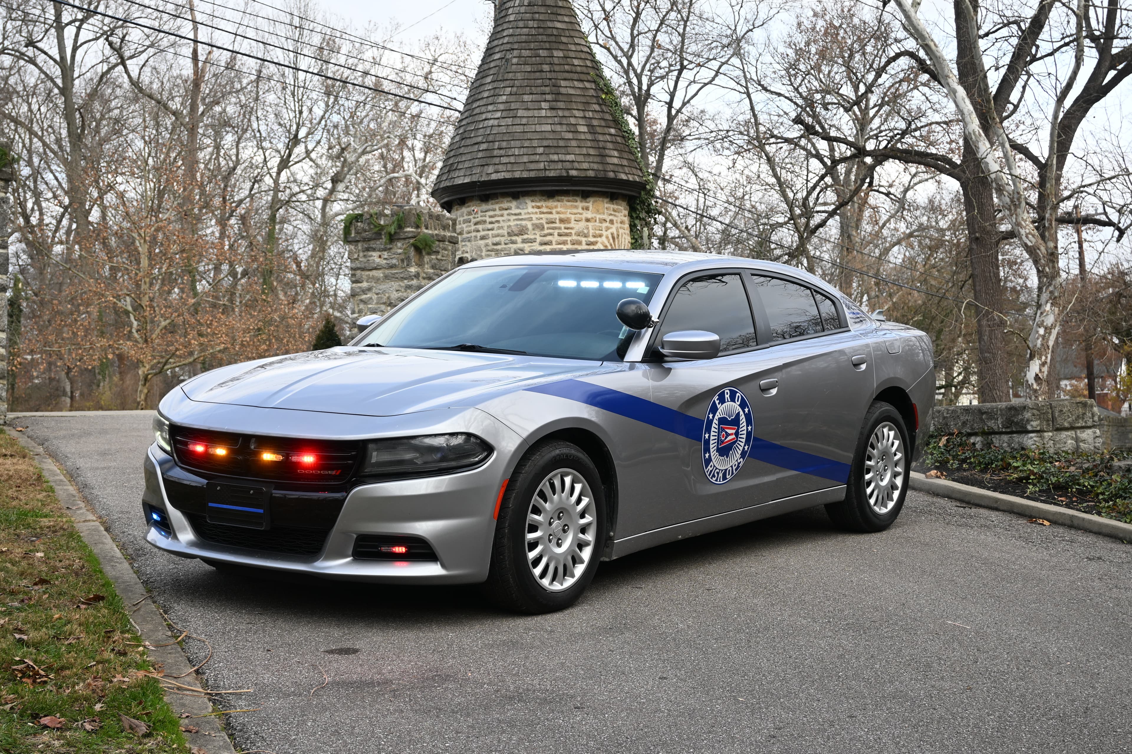 Patrol vehicle with lights